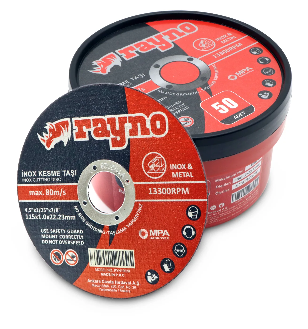 METAL KESME TAŞLARI - 180 x 3.0 x 22.23 mm 80 m/s 25/ 200