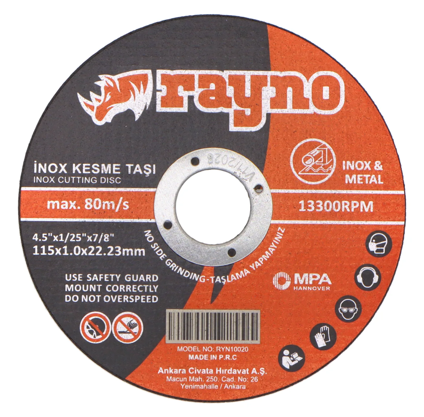 INOX KESİCİ DİSKLER - 115x1.0x22.23 mm 80 m/s 50 / 400